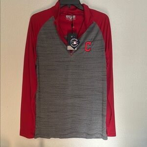 Men's baseball Red and Gray Performance Quarter Zip Jacket